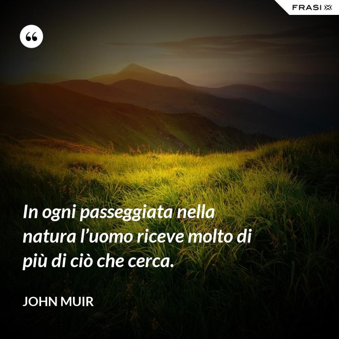 In ogni passeggiata nella natura l’uomo riceve molto di più di ciò che cerca. - John Muir