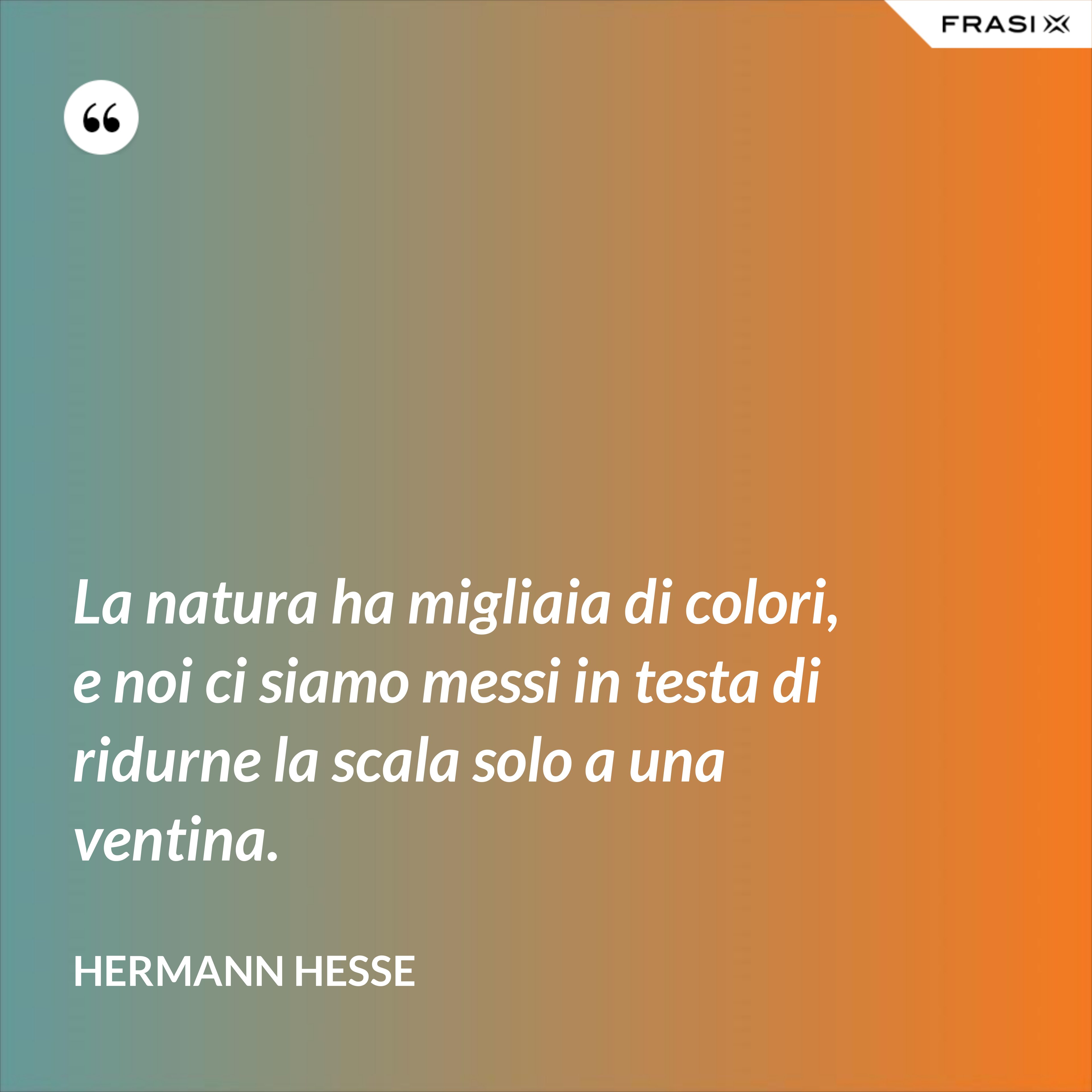 La natura ha migliaia di colori, e noi ci siamo messi in testa di ridurne la scala solo a una ventina. - Hermann Hesse
