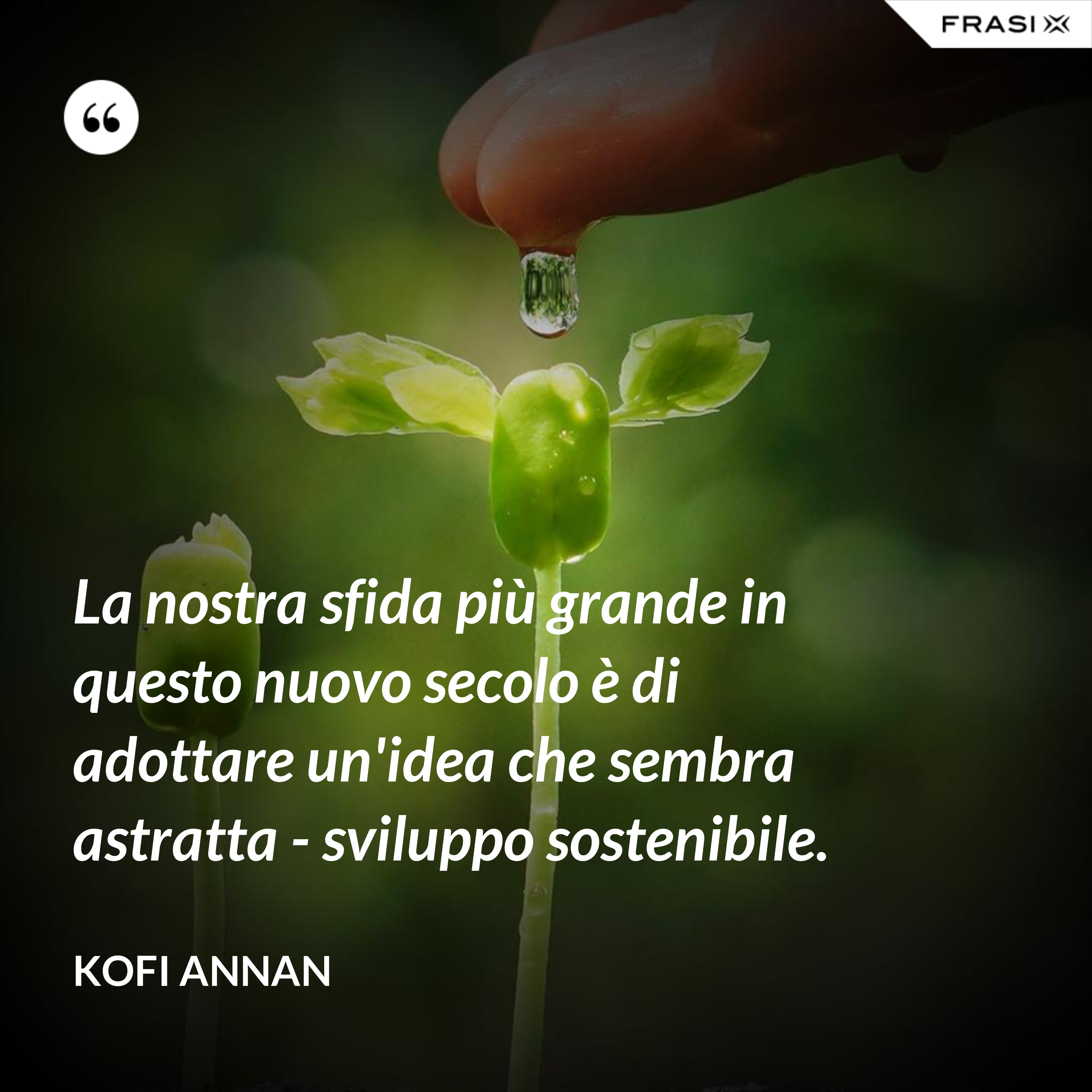 La nostra sfida più grande in questo nuovo secolo è di adottare un'idea che sembra astratta - sviluppo sostenibile. - Kofi Annan