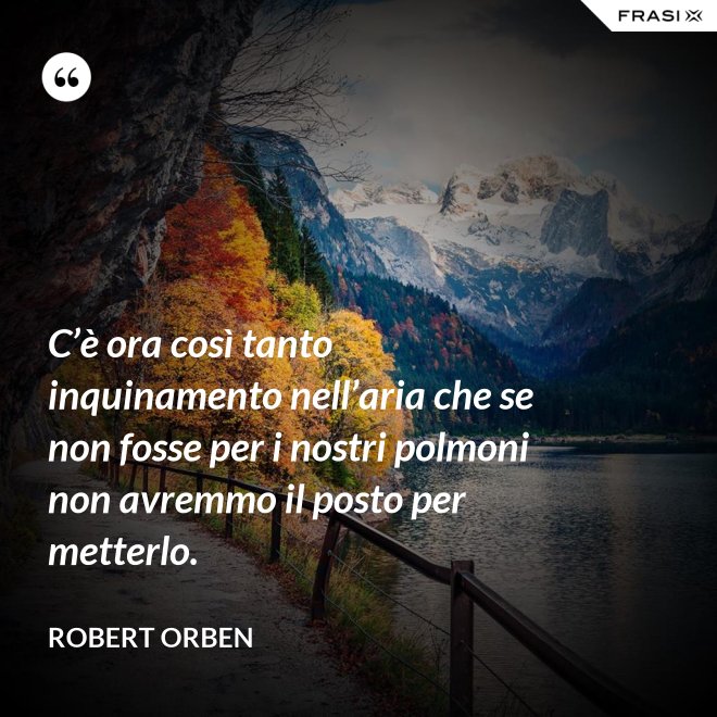C’è ora così tanto inquinamento nell’aria che se non fosse per i nostri polmoni non avremmo il posto per metterlo. - Robert Orben
