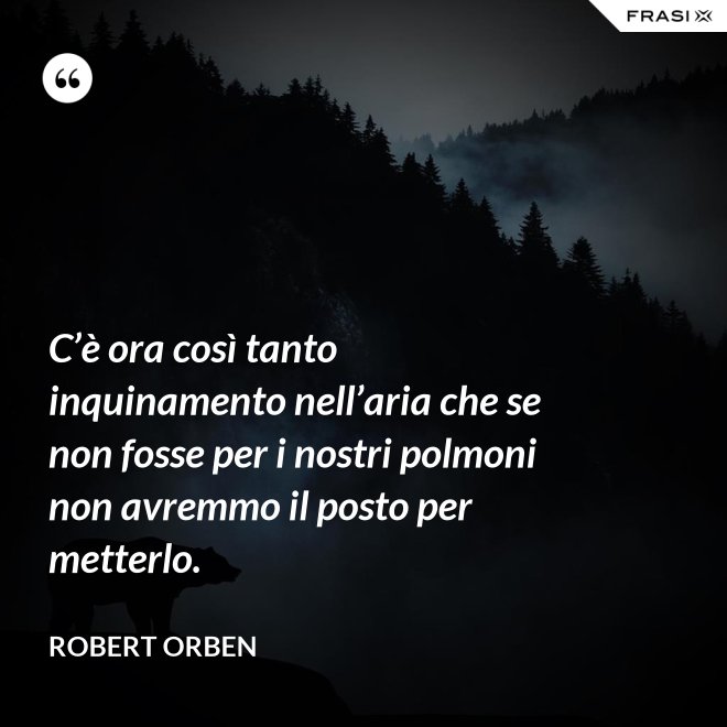 C’è ora così tanto inquinamento nell’aria che se non fosse per i nostri polmoni non avremmo il posto per metterlo. - Robert Orben