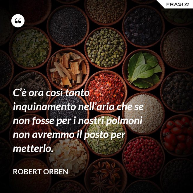 C’è ora così tanto inquinamento nell’aria che se non fosse per i nostri polmoni non avremmo il posto per metterlo. - Robert Orben
