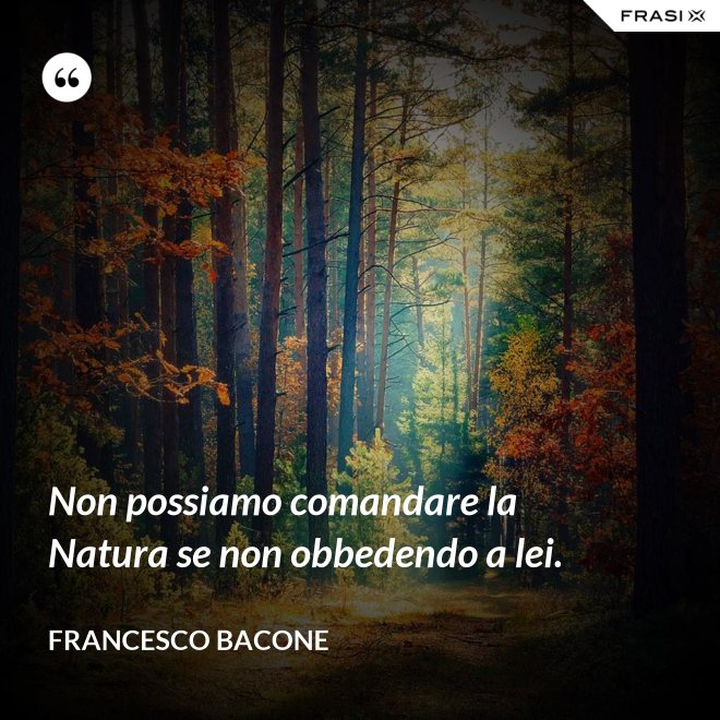 Non possiamo comandare la Natura se non obbedendo a lei. - Francesco Bacone