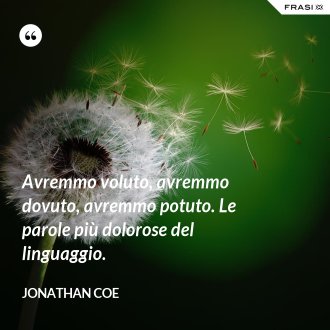 Avremmo voluto, avremmo dovuto, avremmo potuto. Le parole più dolorose del linguaggio. - Jonathan Coe