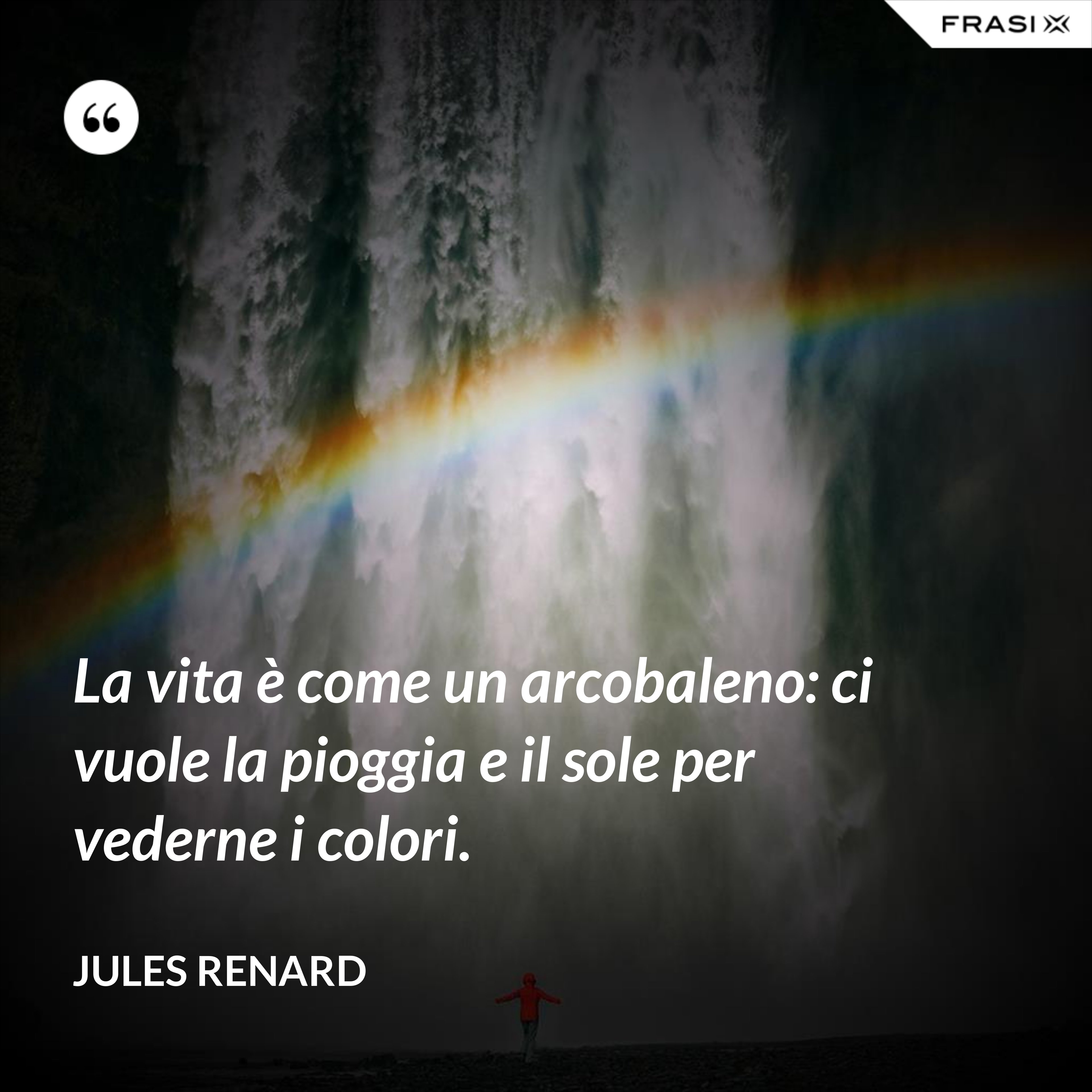 La vita è come un arcobaleno: ci vuole la pioggia e il sole per vederne i colori. - Jules Renard