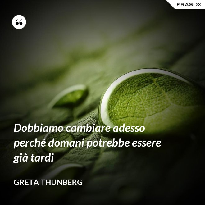 Dobbiamo cambiare adesso perché domani potrebbe essere già tardi - Greta Thunberg