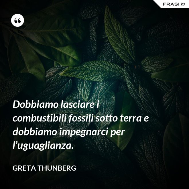 Dobbiamo lasciare i combustibili fossili sotto terra e dobbiamo impegnarci per l’uguaglianza. - Greta Thunberg