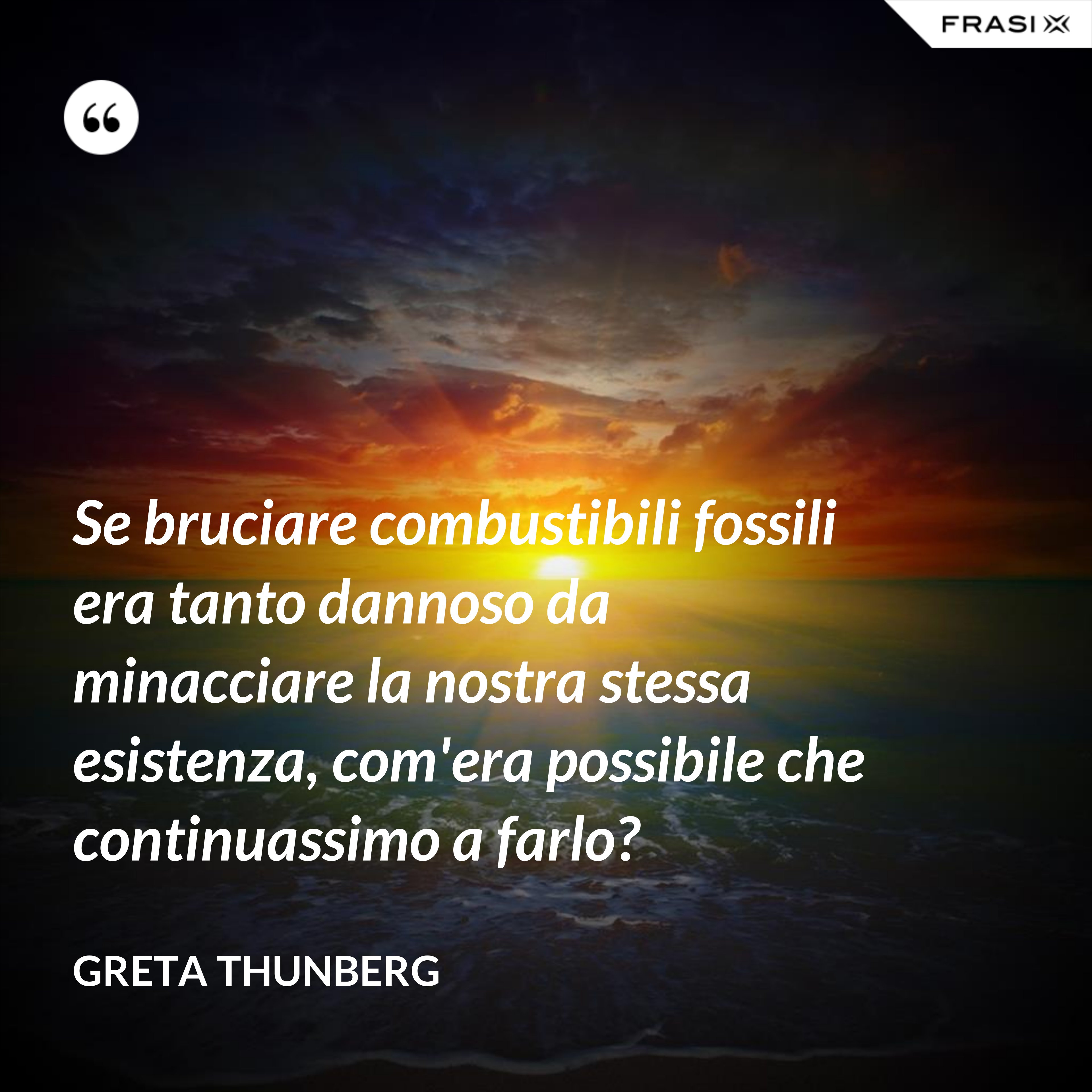 Se bruciare combustibili fossili era tanto dannoso da minacciare la nostra stessa esistenza, com'era possibile che continuassimo a farlo? - Greta Thunberg