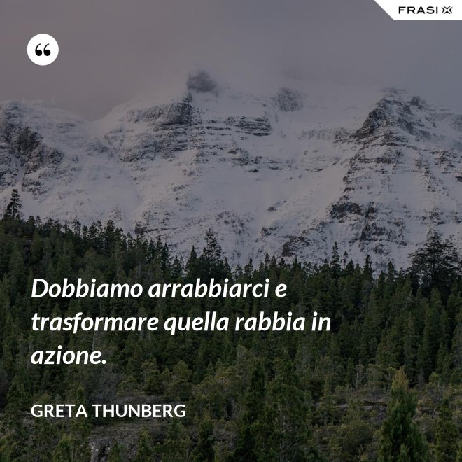 Dobbiamo arrabbiarci e trasformare quella rabbia in azione. - Greta Thunberg