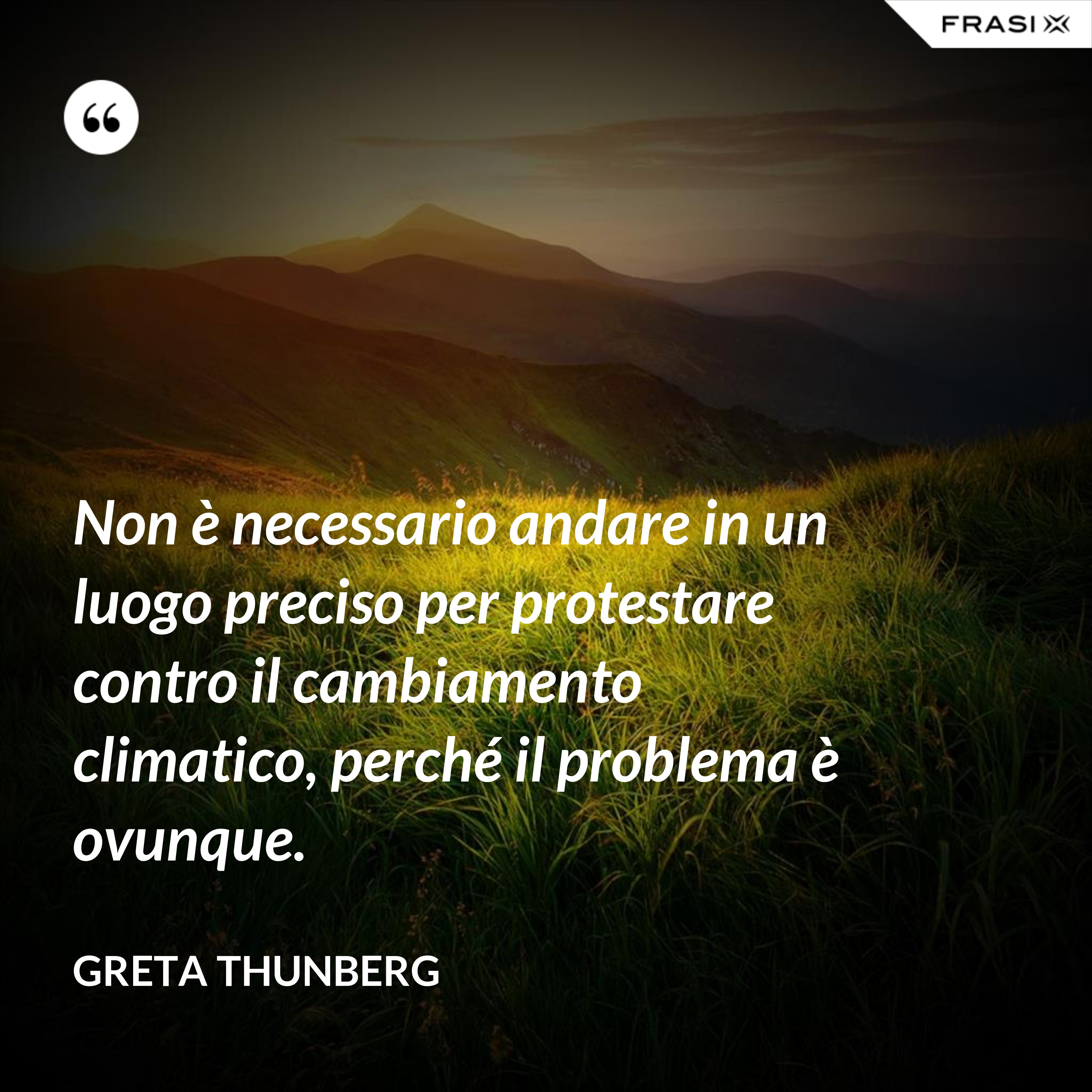 Non è necessario andare in un luogo preciso per protestare contro il cambiamento climatico, perché il problema è ovunque. - Greta Thunberg