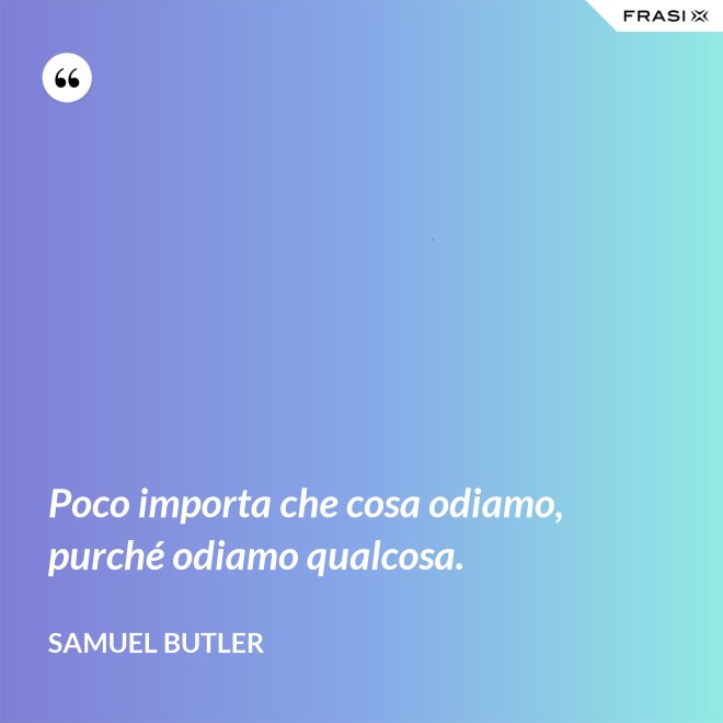 Poco importa che cosa odiamo, purché odiamo qualcosa. - Samuel Butler