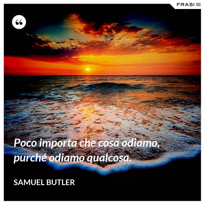 Poco importa che cosa odiamo, purché odiamo qualcosa. - Samuel Butler