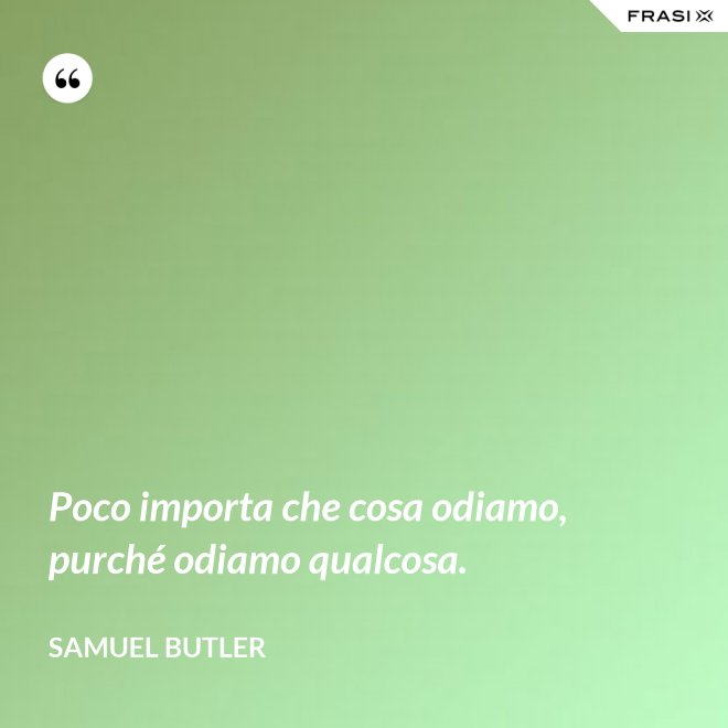 Poco importa che cosa odiamo, purché odiamo qualcosa. - Samuel Butler