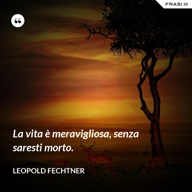 La vita è meravigliosa, senza saresti morto. - Leopold Fechtner