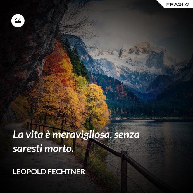 La vita è meravigliosa, senza saresti morto. - Leopold Fechtner