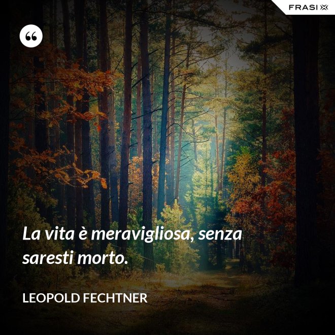 La vita è meravigliosa, senza saresti morto. - Leopold Fechtner