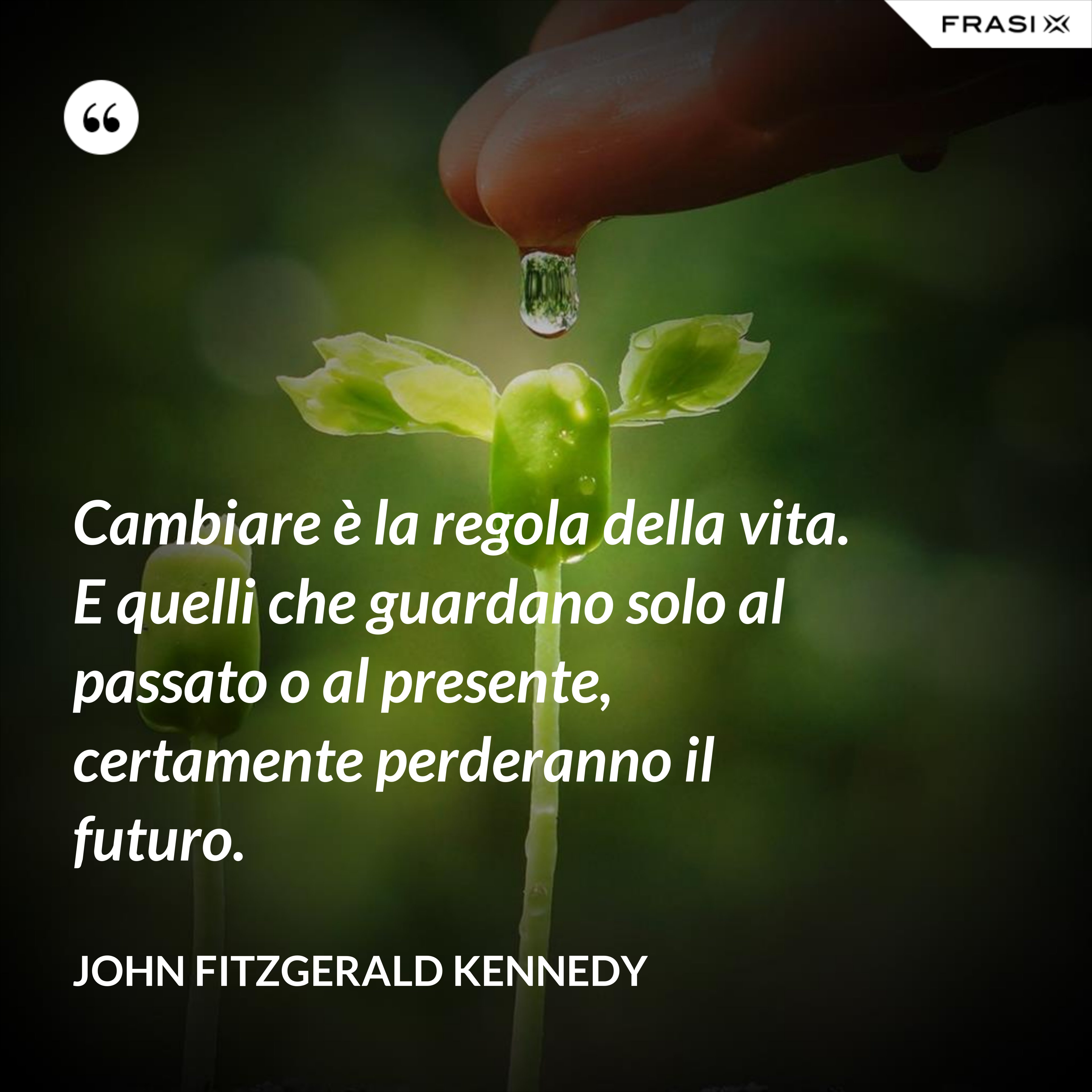 Cambiare è la regola della vita. E quelli che guardano solo al passato o al presente, certamente perderanno il futuro. - John Fitzgerald Kennedy