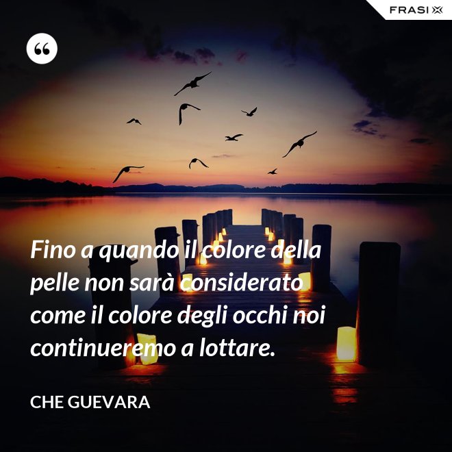 Fino a quando il colore della pelle non sarà considerato come il colore degli occhi noi continueremo a lottare. - Che Guevara