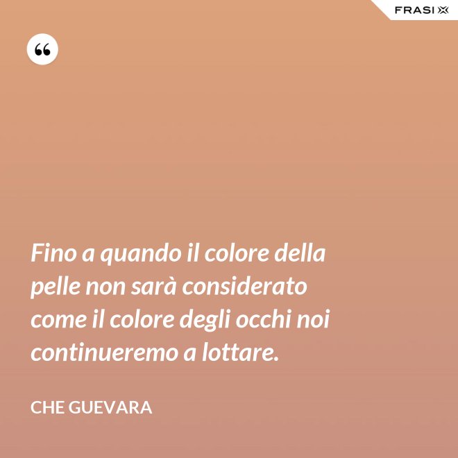 Fino a quando il colore della pelle non sarà considerato come il colore degli occhi noi continueremo a lottare. - Che Guevara