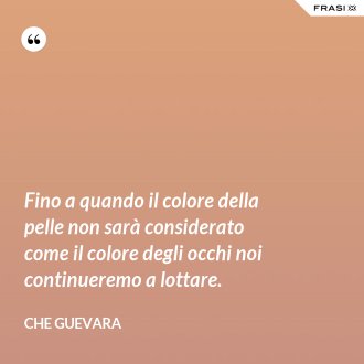 Fino a quando il colore della pelle non sarà considerato come il colore degli occhi noi continueremo a lottare. - Che Guevara
