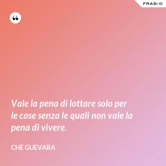 Vale la pena di lottare solo per le cose senza le quali non vale la pena di vivere. - Che Guevara