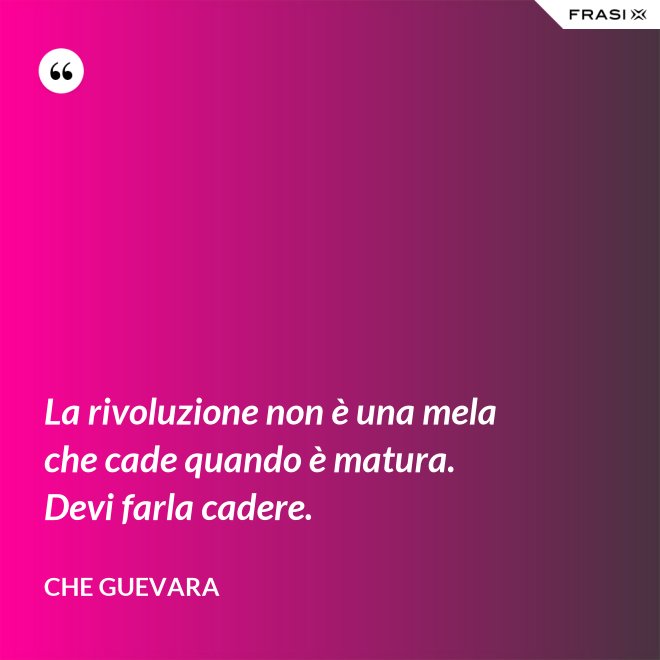 La rivoluzione non è una mela che cade quando è matura. Devi farla cadere. - Che Guevara