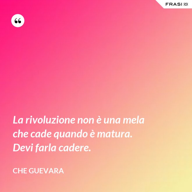 La rivoluzione non è una mela che cade quando è matura. Devi farla cadere. - Che Guevara