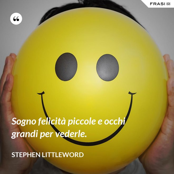 Sogno felicità piccole e occhi grandi per vederle. - Stephen Littleword