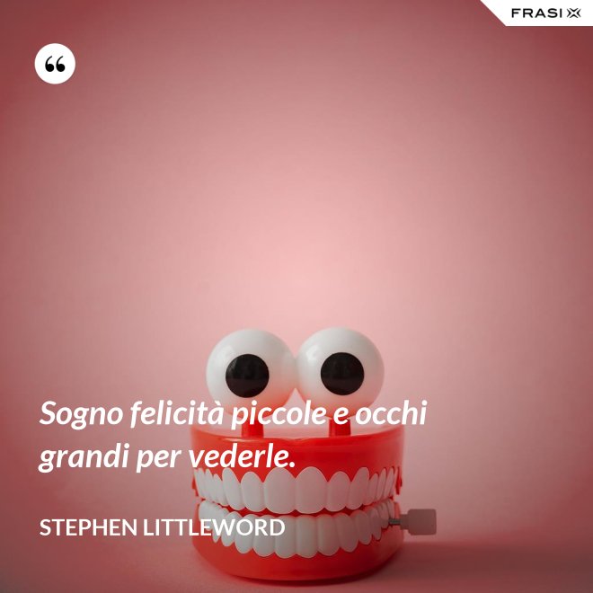 Sogno felicità piccole e occhi grandi per vederle. - Stephen Littleword