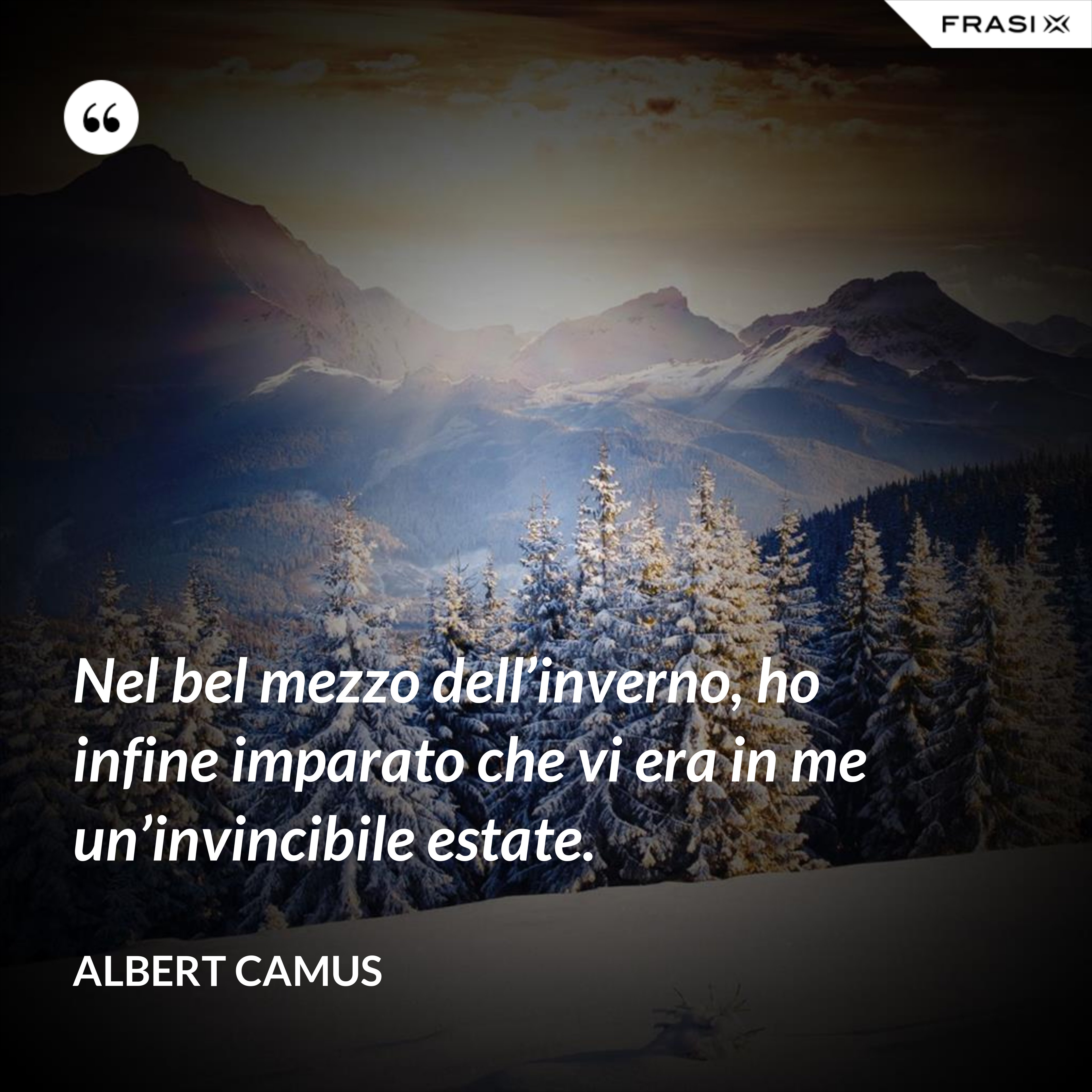 Nel bel mezzo dell’inverno, ho infine imparato che vi era in me un’invincibile estate. - Albert Camus
