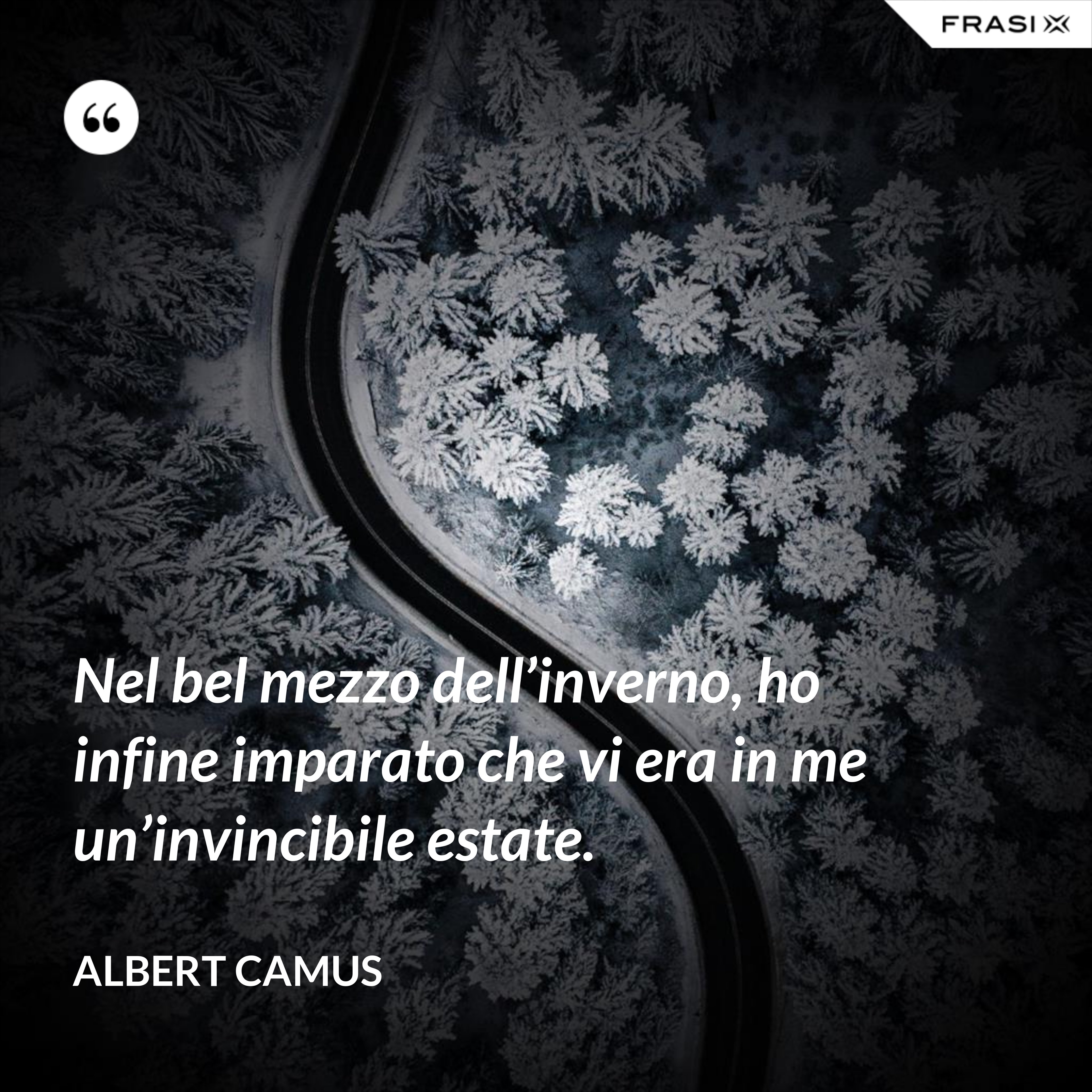 Nel bel mezzo dell’inverno, ho infine imparato che vi era in me un’invincibile estate. - Albert Camus