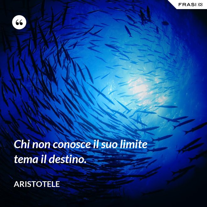 Chi non conosce il suo limite tema il destino. - Aristotele