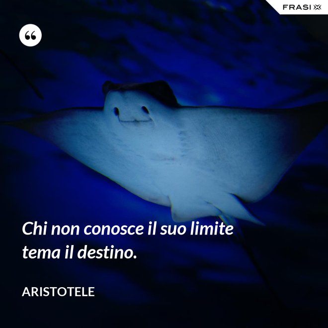 Chi non conosce il suo limite tema il destino. - Aristotele