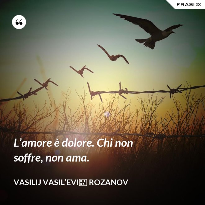 L’amore è dolore. Chi non soffre, non ama. - Vasilij Vasil’evič Rozanov