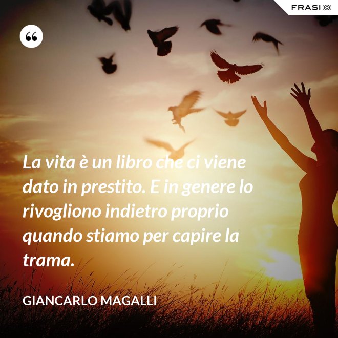 La vita è un libro che ci viene dato in prestito. E in genere lo rivogliono indietro proprio quando stiamo per capire la trama. - Giancarlo Magalli