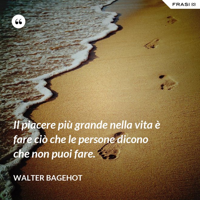 Il piacere più grande nella vita è fare ciò che le persone dicono che non puoi fare. - Walter Bagehot