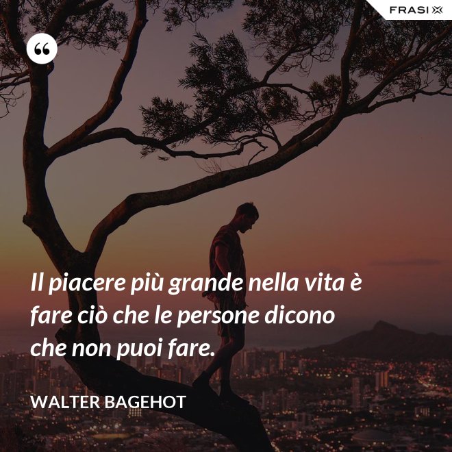 Il piacere più grande nella vita è fare ciò che le persone dicono che non puoi fare. - Walter Bagehot