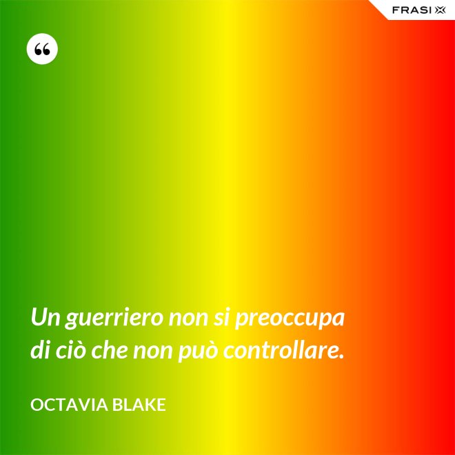 Un guerriero non si preoccupa di ciò che non può controllare. - Octavia Blake