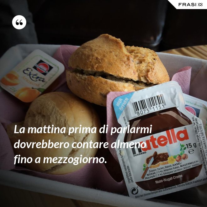 La mattina prima di parlarmi dovrebbero contare almeno fino a mezzogiorno. - Anonimo